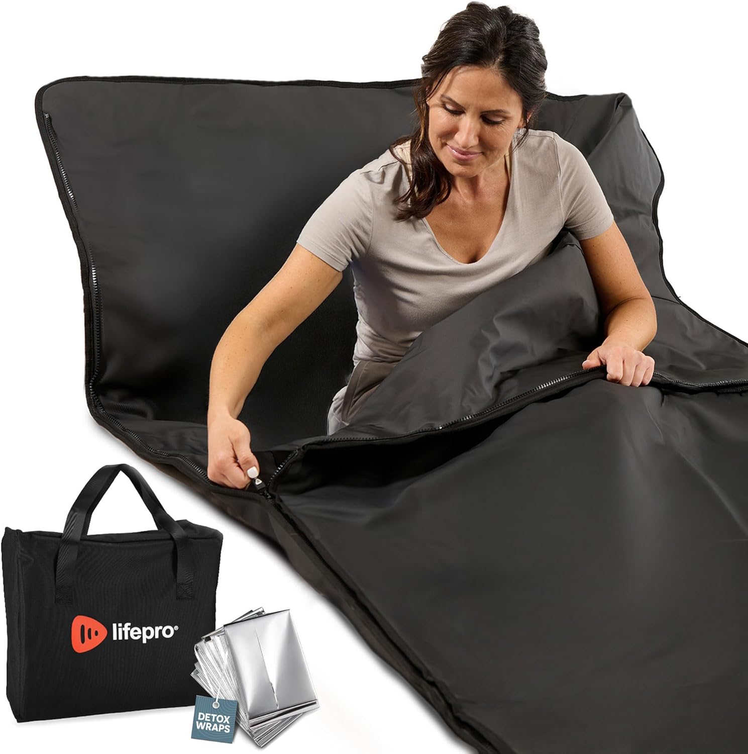 LifePro RejuvaWrap Infrared Sauna Blanket — low-EMF carbon fibre far-infrared blanket with waterproof pillow