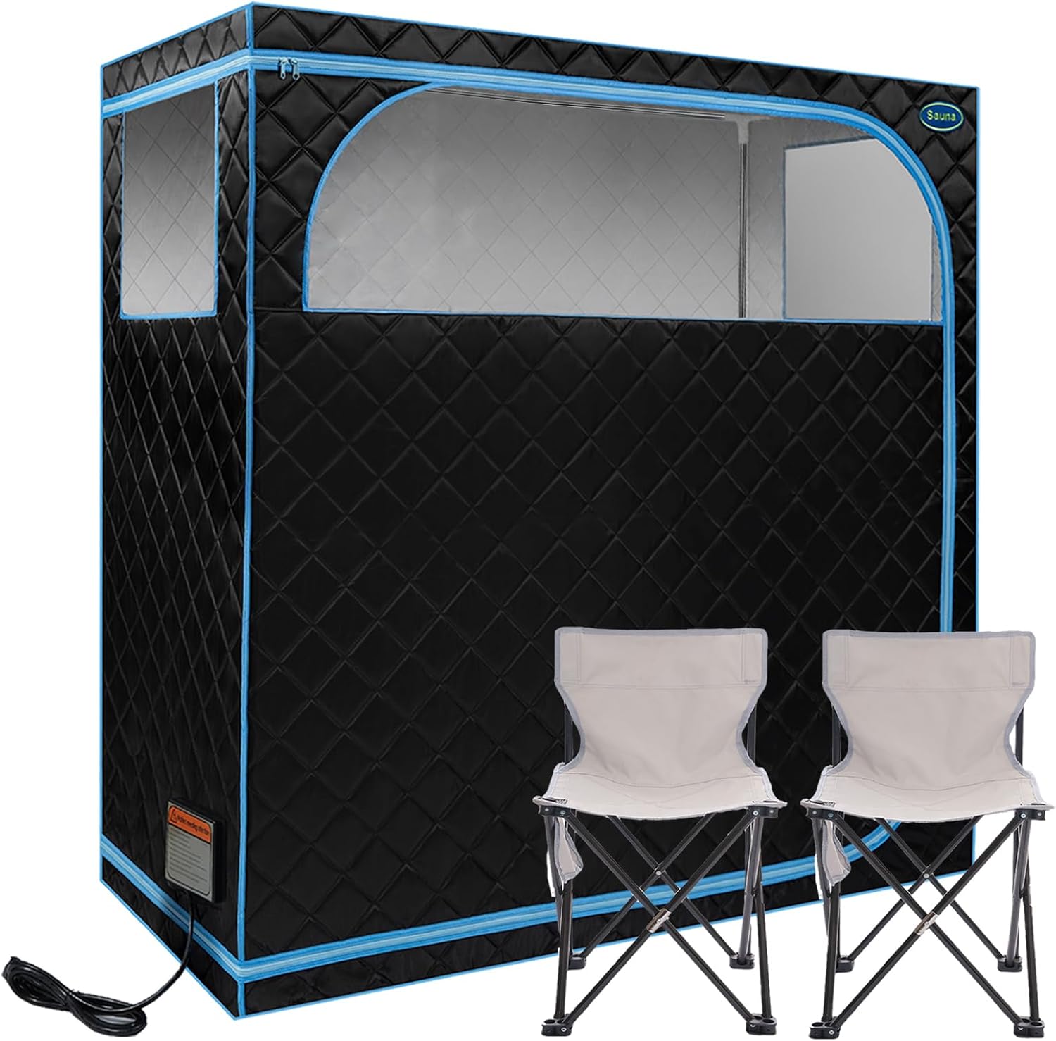 Wizzisauna 2-Person FAR Infrared Sauna Tent — 1350W couples far-infrared tent with two folding chairs